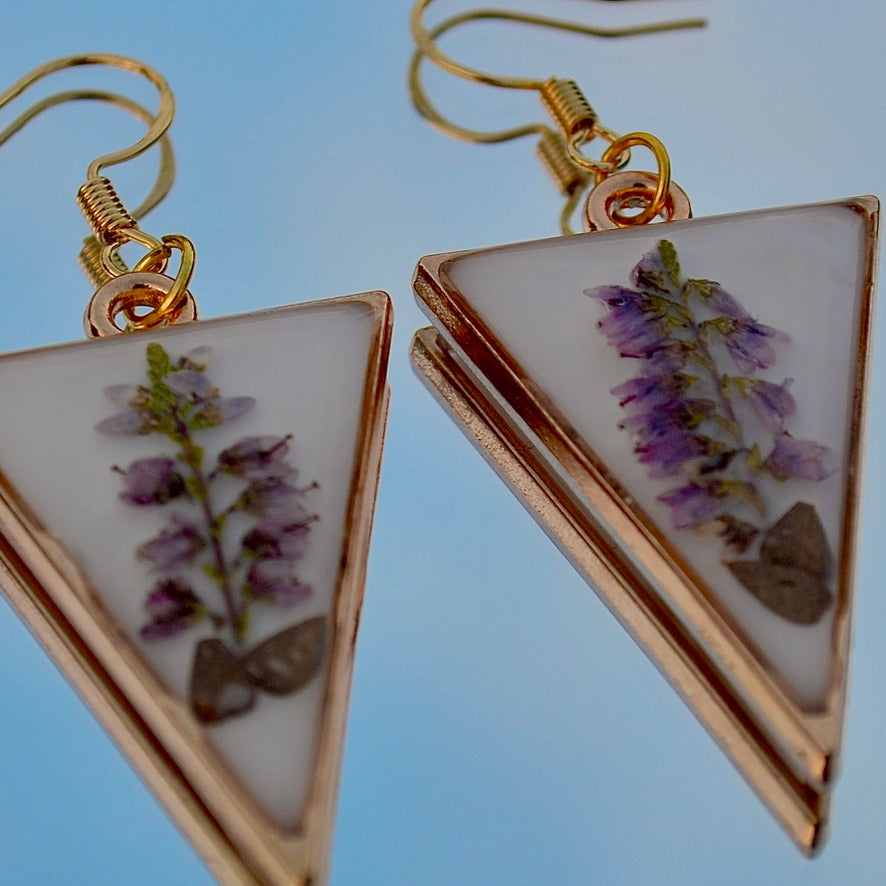 Diamond Purple Wildflower Dangle Earrings