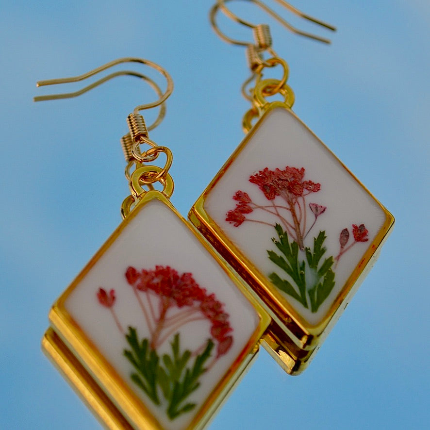 Diamond Red Asylum Flower Earrings
