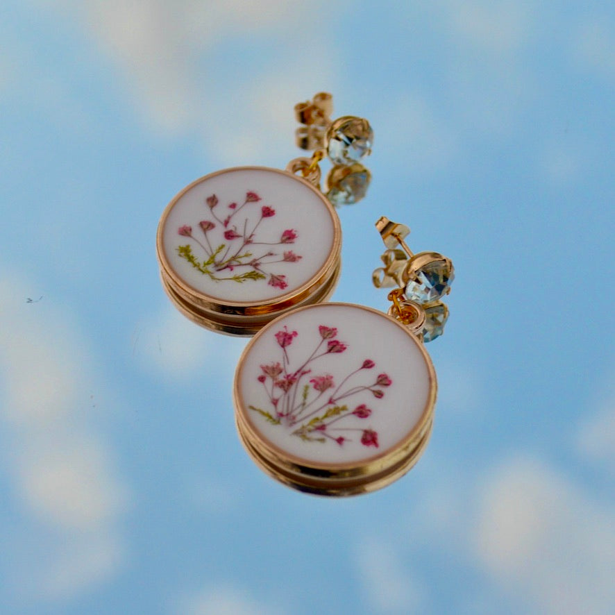 Circle Pink Asylum Flower Stud Dangle Earrings