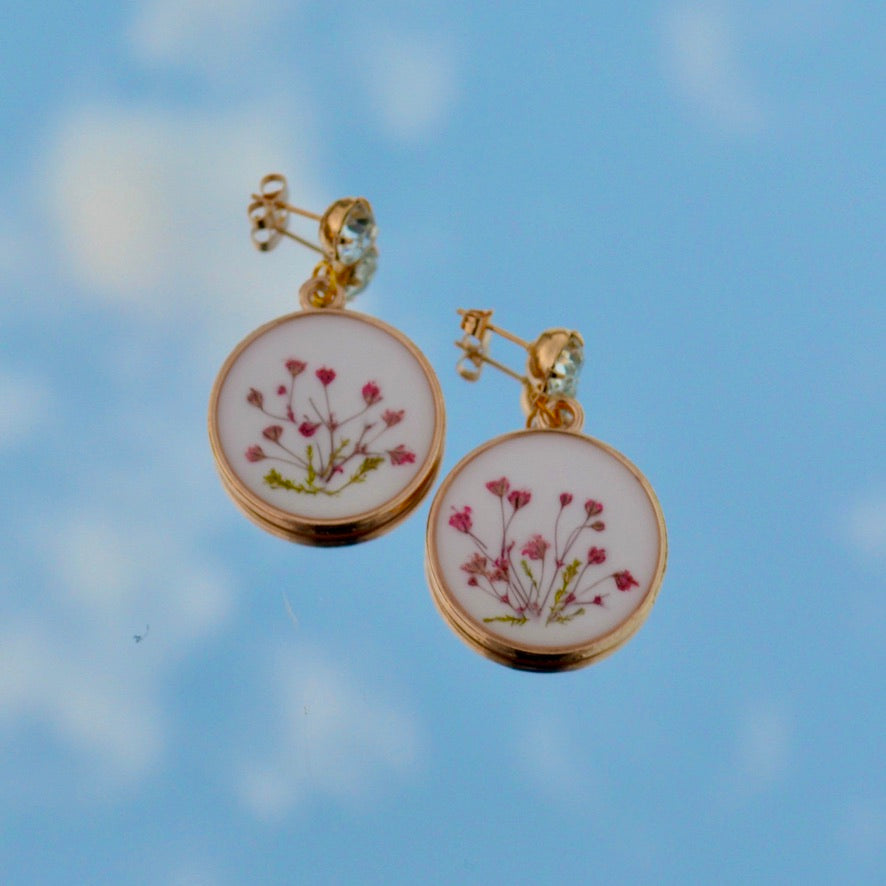 Circle Pink Asylum Flower Stud Dangle Earrings