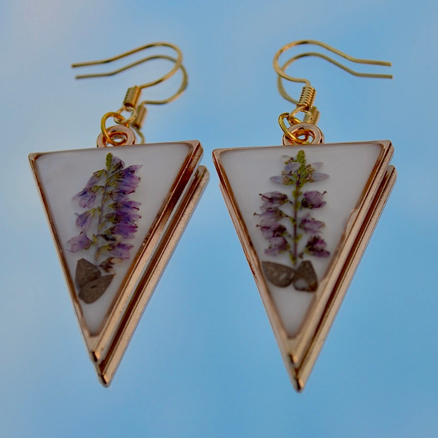 Diamond Purple Wildflower Dangle Earrings